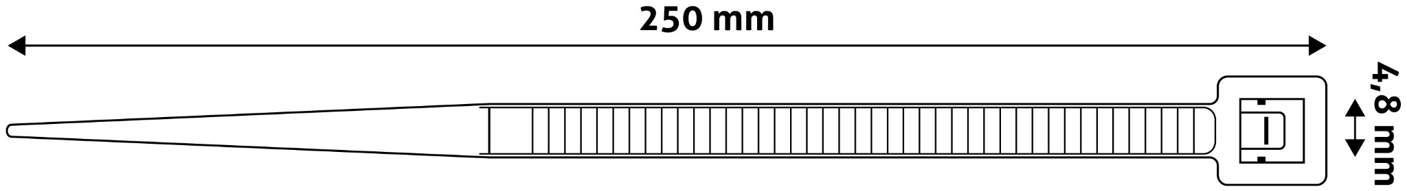 Stahovací páska černá - 4,8 x 250mm/ 50ks