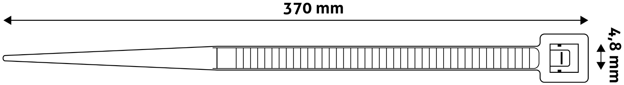 Stahovací páska černá - 4,8 x 370mm/ 50ks