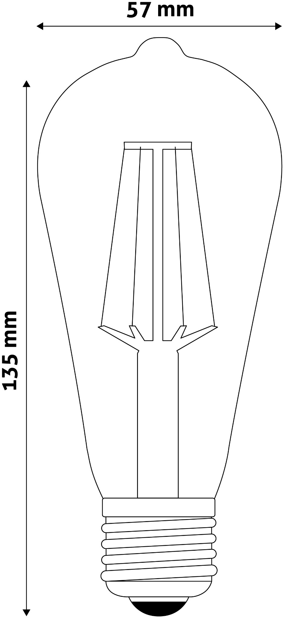 Designová led žárovka ST57 E27 8W 2700K čirá