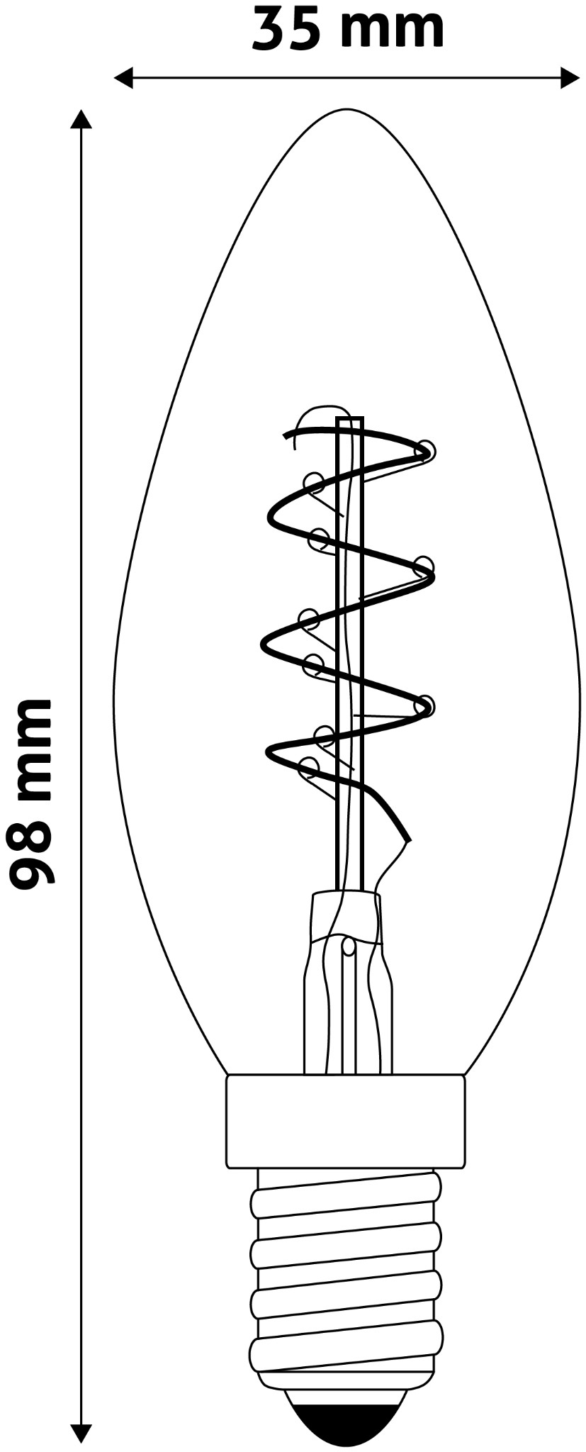 Dekorační led vlákno žárovka e14 3W 2700K svíčka 