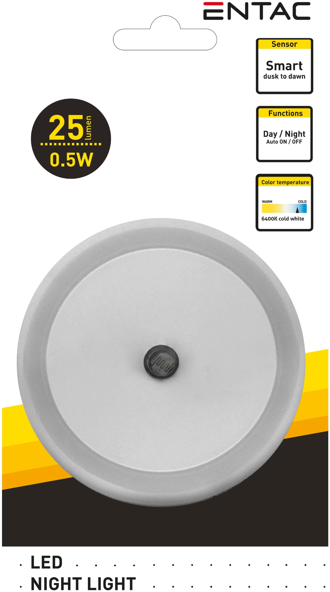 Chytré noční světlo 0,5W do zásuvky kulaté s čidlem okolního osvětlení