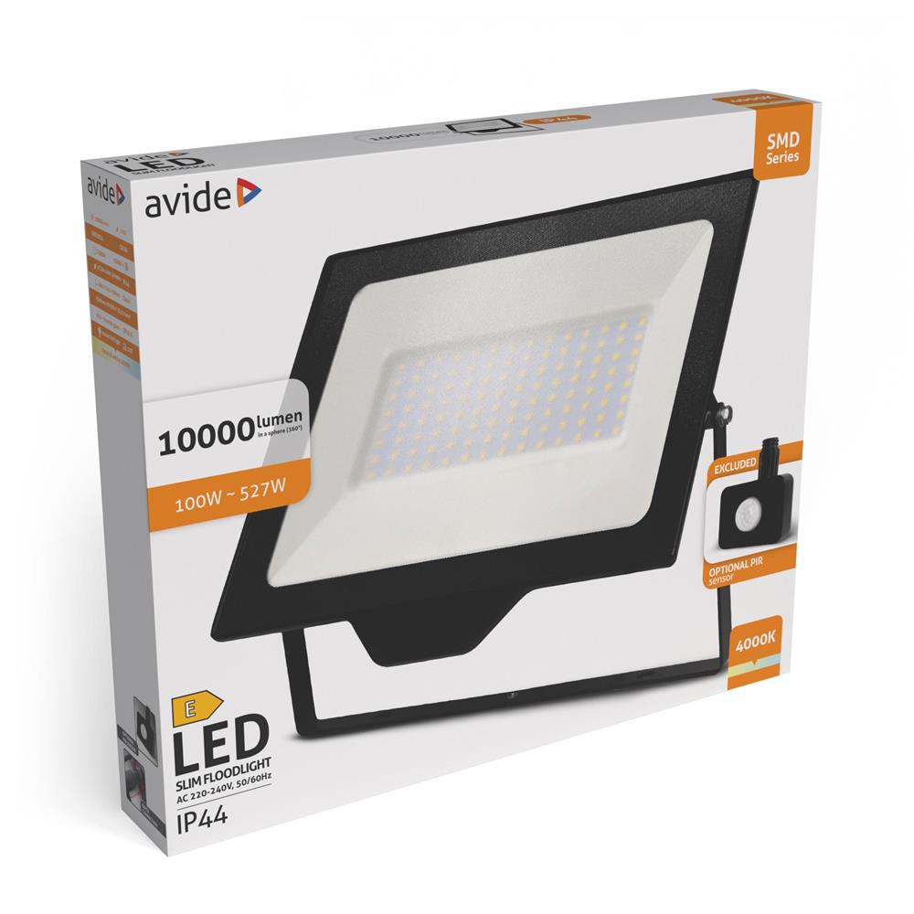 Led reflektor super SLIM 100W 4000K OPIR černý