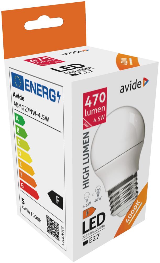 LED Žárovka E27 mini 4,5W 4000K G45