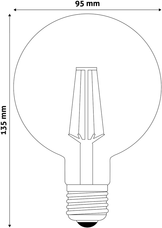 Led Žárovka G95 E27 8W 2700K vlákno čirá