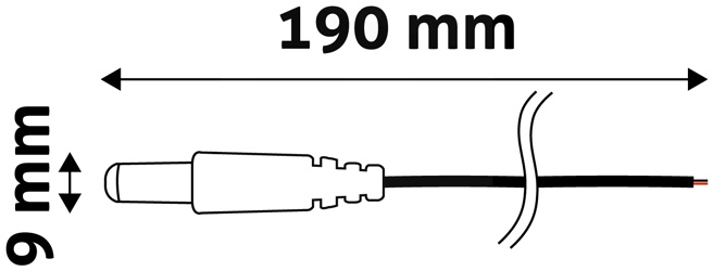 Napájecí konektor samec 5,5 / 2,1 s volným koncem kulatý kabel