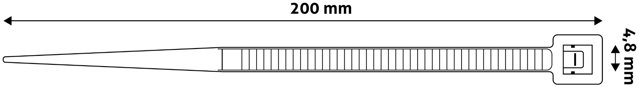 Stahovací páska černá - 4,8 x 200mm / 50ks