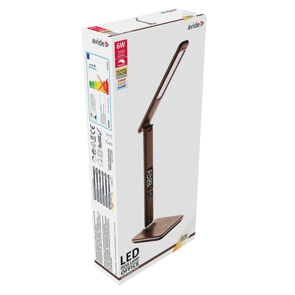 Stolní LED lampa kalendář 6W - kožený vzhled