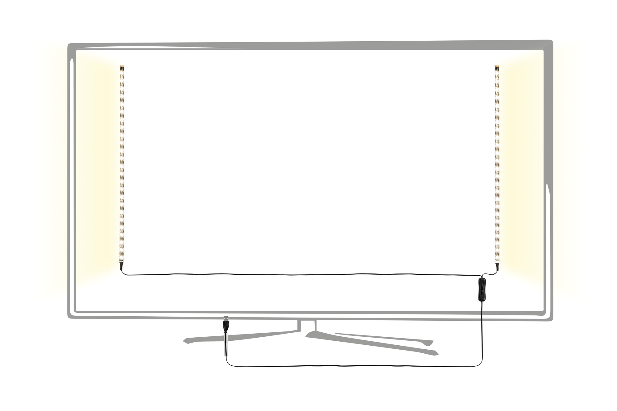 LED pásek USB za televizi 2x50cm teplá bílá