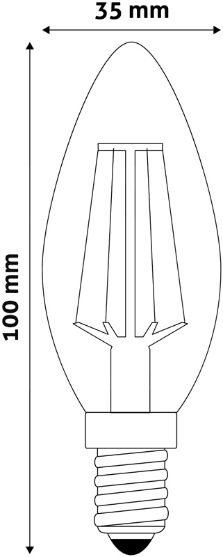 LED Žárovka E14 Svíčka 4W 4000K Vlákno