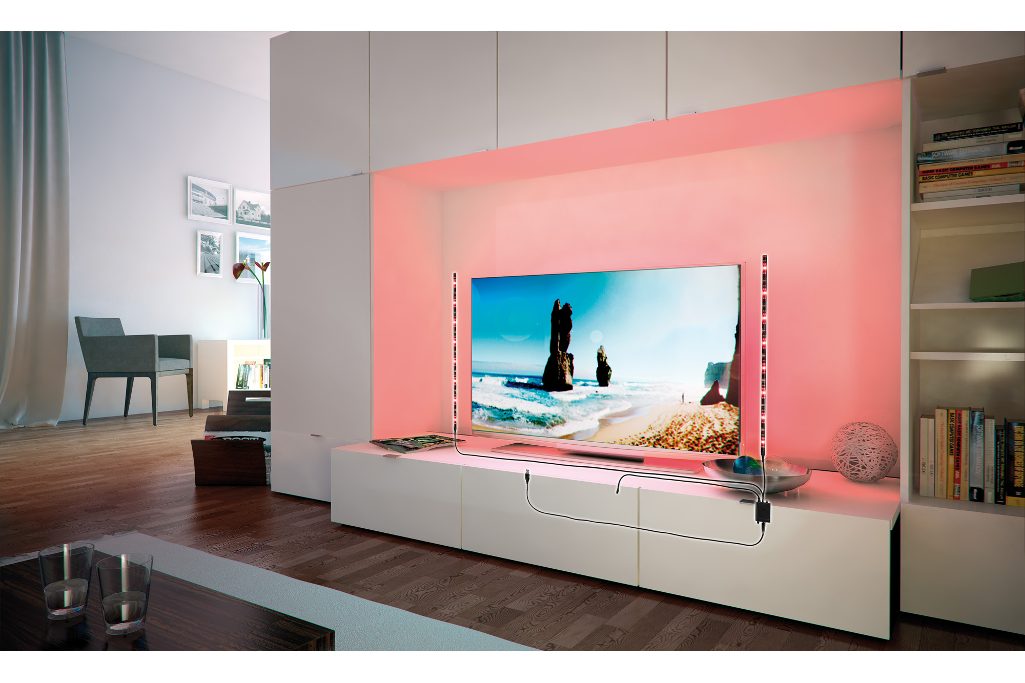 LED pásek USB za televizi 2x50cm RGB - mnoho barevný