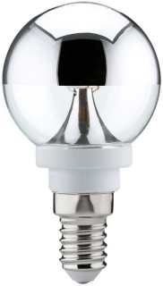 LED žárovka KAPKA E14 2,5W 2700K zrcadlový vrchlík stříbrný