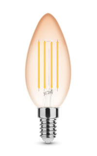 LED Žárovka E14 Svíčka 4W Jantarově oranžová 1800K Vlákno 